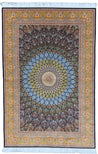 Golden Gonbad Dome Silk Rug