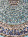 Round Blue Wave Gonbad Dome Silk Rug