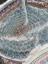 Round Blue Wave Gonbad Dome Silk Rug